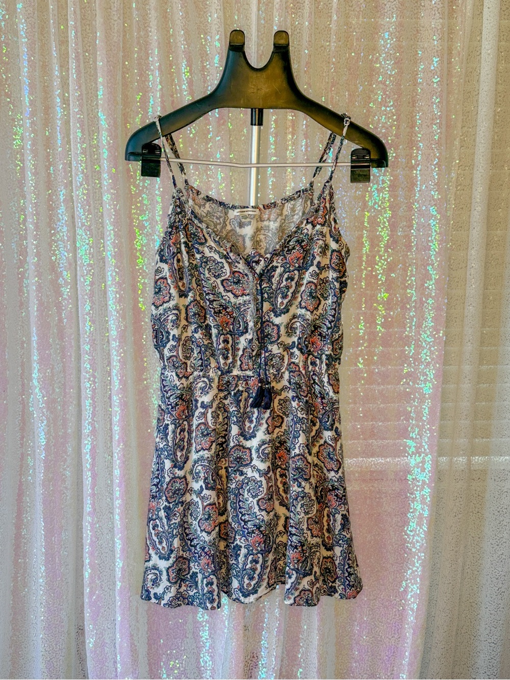 American Eagle Outfitters Paisley Print Dress in Navy, Coral & White
